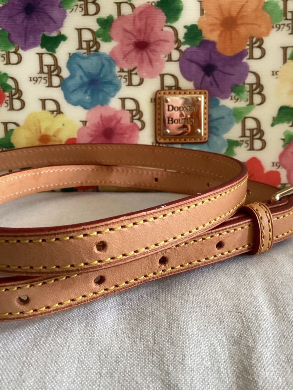 Dooney & Bourke Multicolor Floral Tote with Tan Leather Trim - Picture 15 of 16